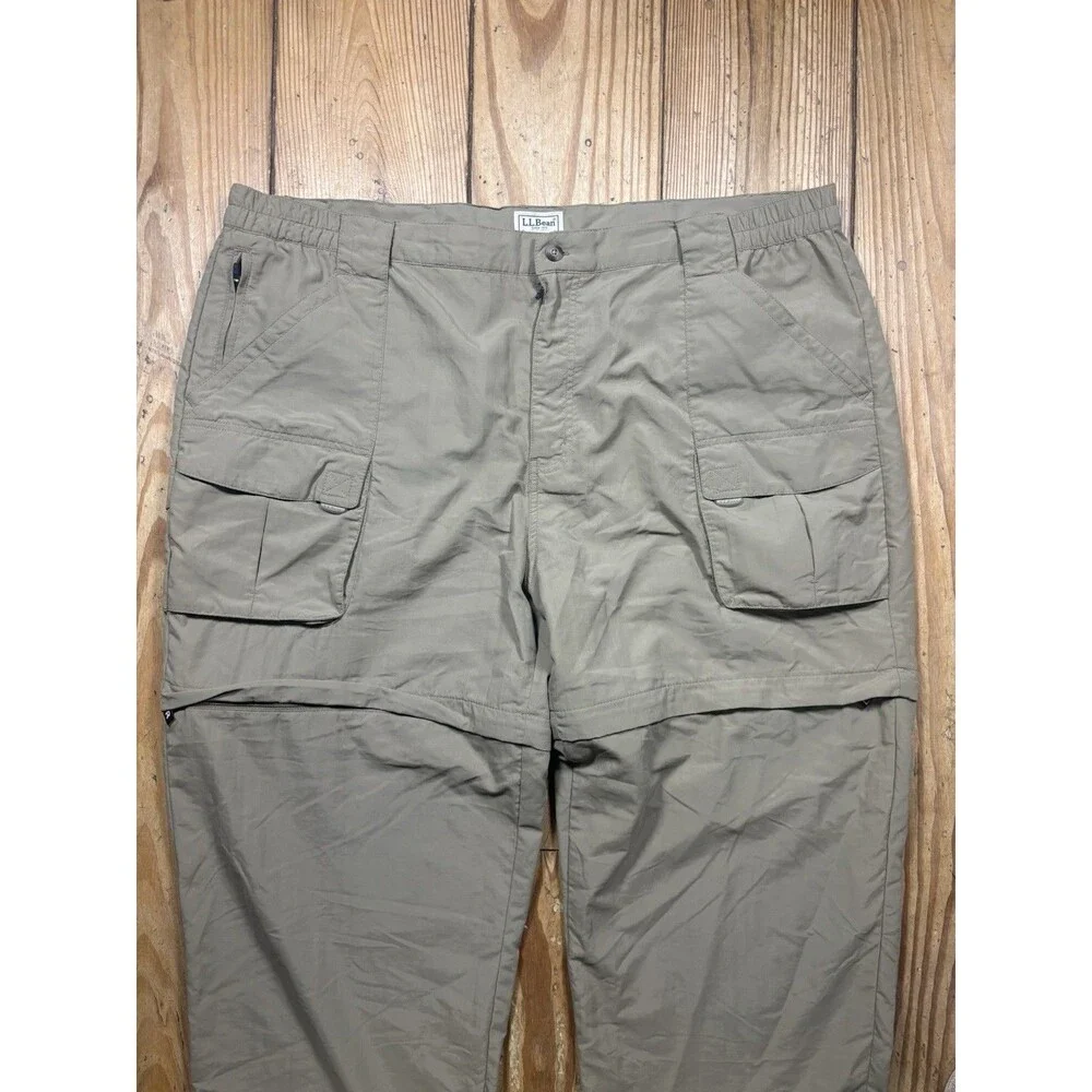 LL Bean Convertible Pants Mens XXL Tall Nylon Hiking Zip Off Pockets Outdoors